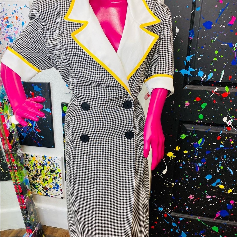 Vintage Houndstooth Dress- Plus-size
